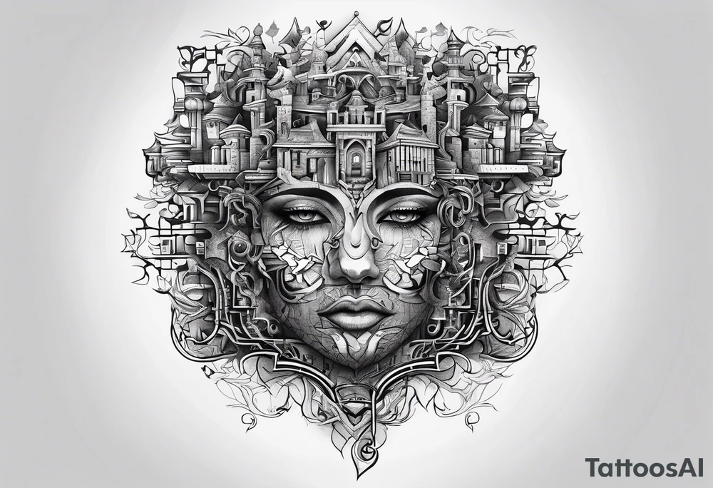 Circuits branching out from a puzzle piece tattoo idea