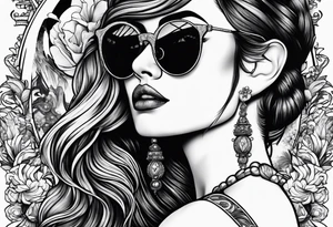woman with big titts and a capricorn with sunglasses tattoo idea