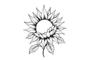 Sun rise flower with stem and leaves tattoo idea