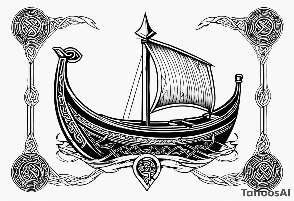 Viking longship, celtic runes, thors hammer tattoo idea
