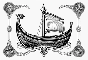 Viking longship, celtic runes, thors hammer tattoo idea