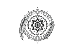 spiritual feathers indian mandala shaman rune tattoo idea
