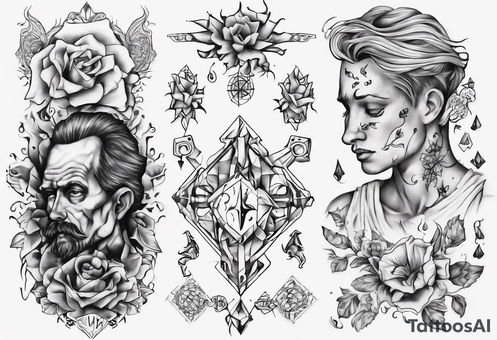 a tattoo that represents a new person entering my life (stepfather replace my very bad biological father) that fulfills the emptiness that i had in my life. Please make it a elegant linear tattoo style. and be creative with the design tattoo idea