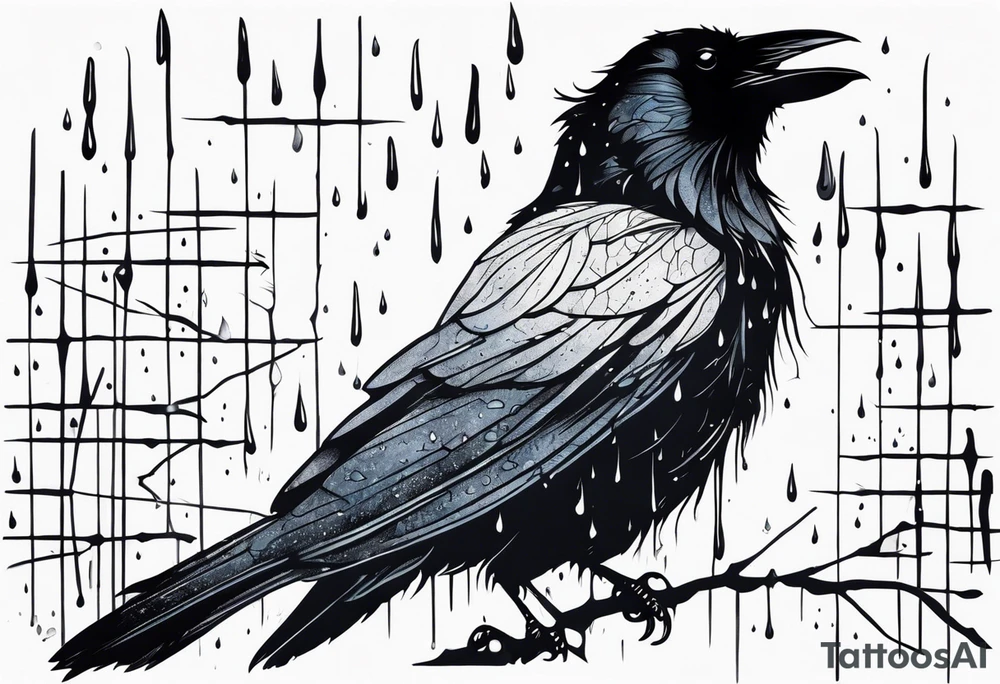 a dead raven in the rain tattoo idea