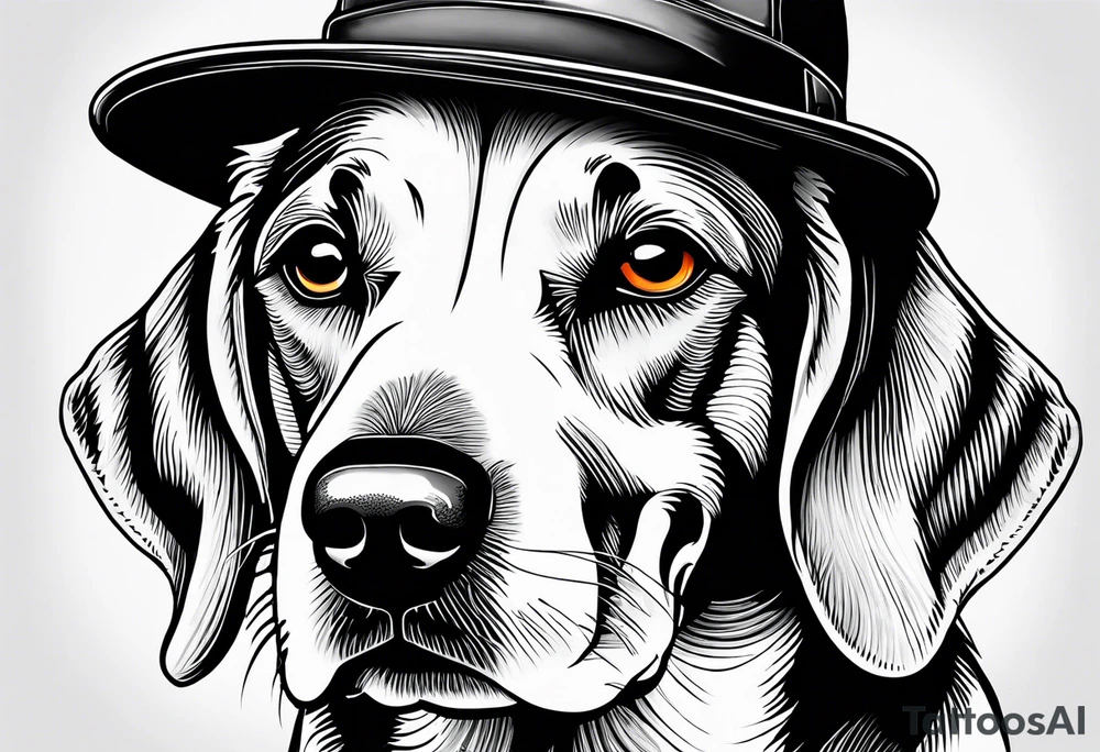 Lab beagle wearing a hat tattoo idea