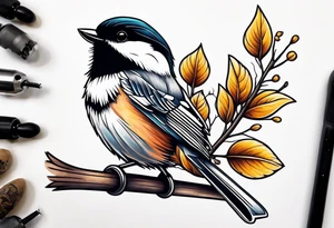 chickadee on a wrench tattoo idea