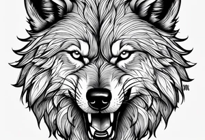 the head of a snarling wolf tattoo idea