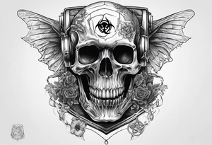Biohazard x-ray skelton with body make it look masculine and scary and medical field tattoo idea