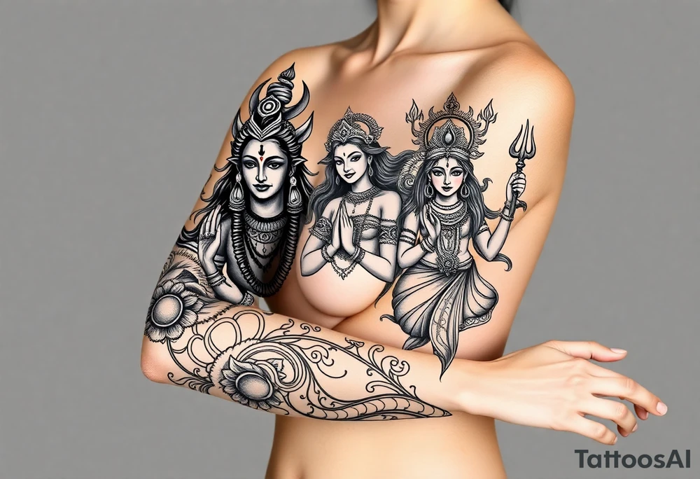 Lord Shiva, Godess Kali, Godess Lilith Together tattoo idea