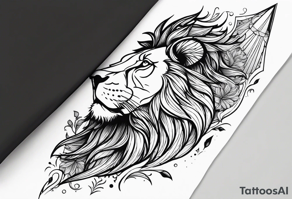 half sleeve from shoulder to elbow. lion for strength, kite for childhood, and light burst over the top of the shoulder. tattoo for a male so should be masculine but have a feeling of wanderlust. strong shade work tattoo idea