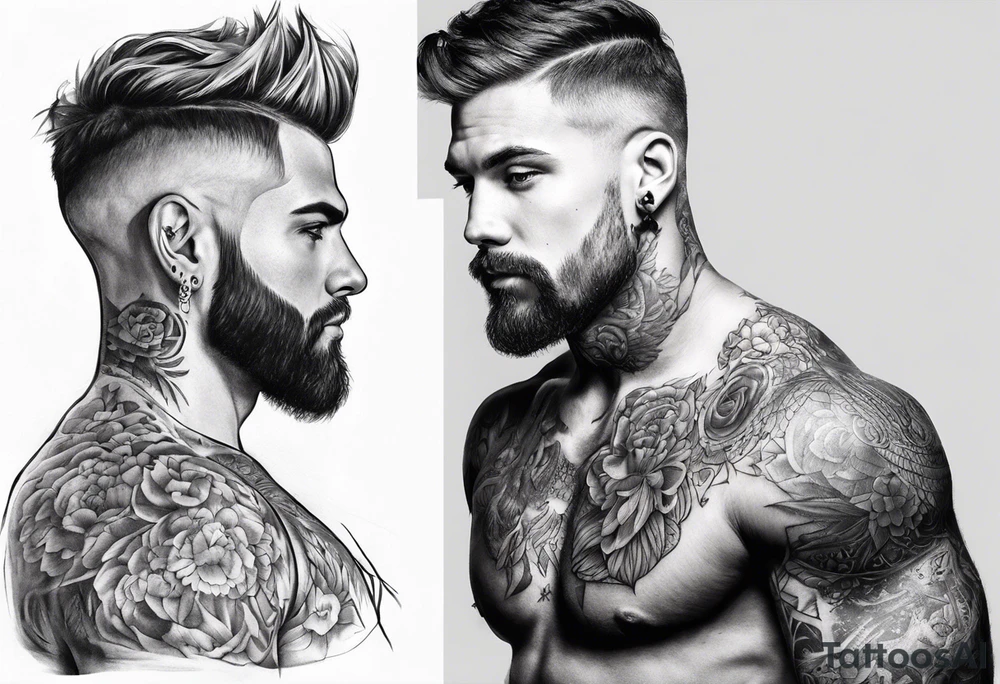 Tattoo artist short hair man tattoo idea