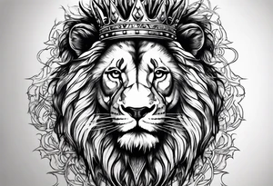 Lion with the crown of thorns tattoo idea