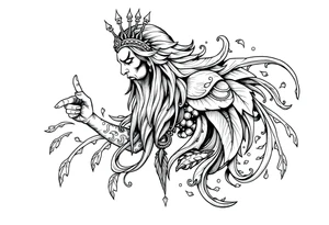 long shaman mytical with ancient rhyme tattoo idea