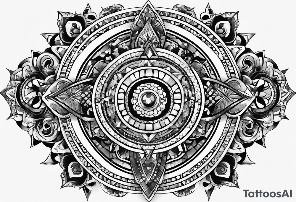 strip made of atoms and prism stones tattoo idea