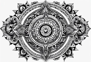 strip made of atoms and prism stones tattoo idea