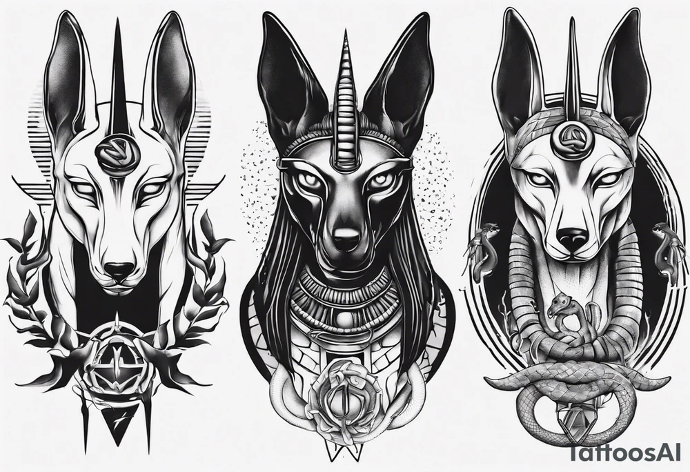 Anubis with snakes tattoo idea
