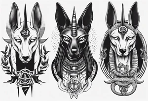 Anubis with snakes tattoo idea