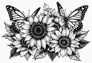 Sunflowers and butterflies. Small on forearm. Gothic tattoo idea