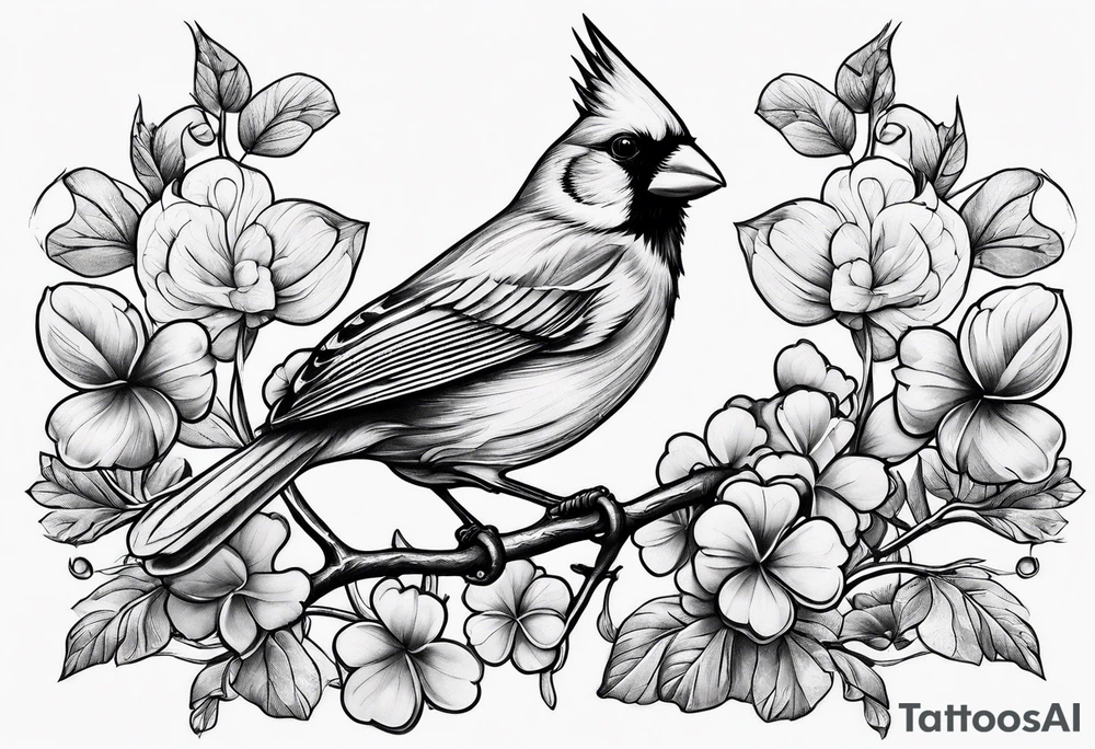 Cardinal and four leaf clover tattoo idea