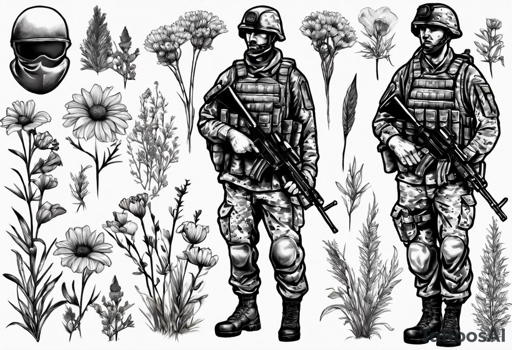 sas soldier in a meadow tattoo idea