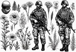 sas soldier in a meadow tattoo idea