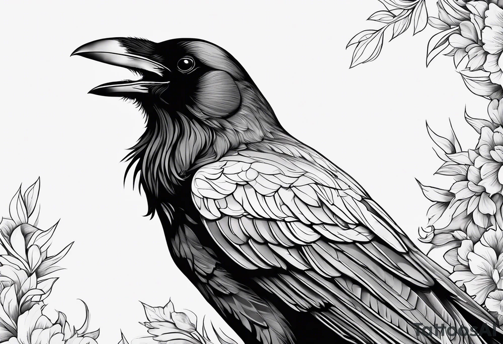 outline of a Raven tattoo idea