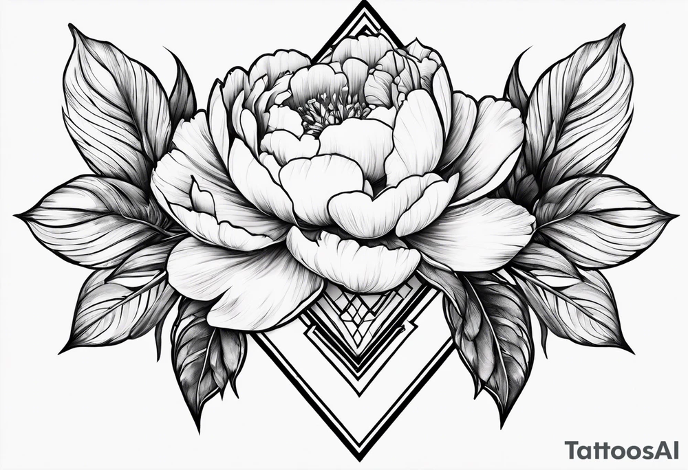 Triangle, peonies, lines, sun, thin lines, aesthetics, tattoo for girl tattoo idea