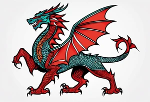 Standing Welsh dragon tattoo idea