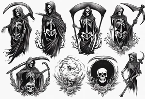 Skeleton with scythe death tattoo idea