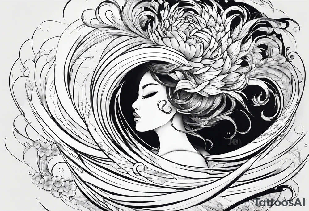 background wind or water with curved lines but spaced out tattoo idea