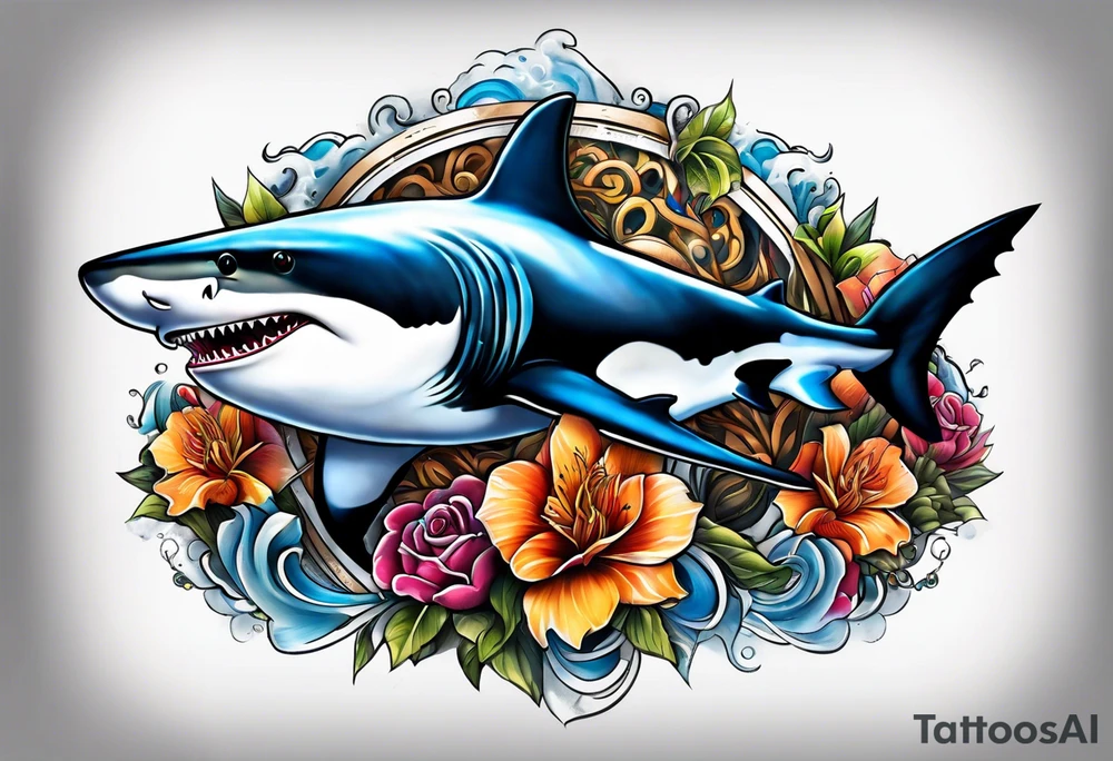 Tiger shark and killer whale tattoo idea
