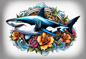 Tiger shark and killer whale tattoo idea