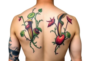 carnivorous plants neck, chest, back, and arm sleeves
I want these spots covered in these plants, ranging from venus fly traps to others tattoo idea