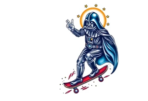 MEMORY TATTOO
Darth Vader skateboarding with hand signal hello in heaven, outdoors, bullets, star wars>blue and red 
"Darth Carter"
12/29/88-01/06/24 tattoo idea