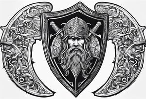 Valhalla sword shield axe tattoo idea