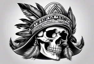 Skull with indian hat tattoo idea