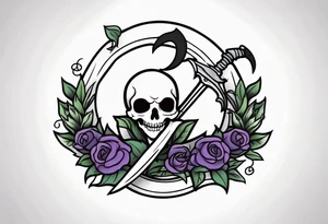 cute death with scythe and nightshade tattoo idea