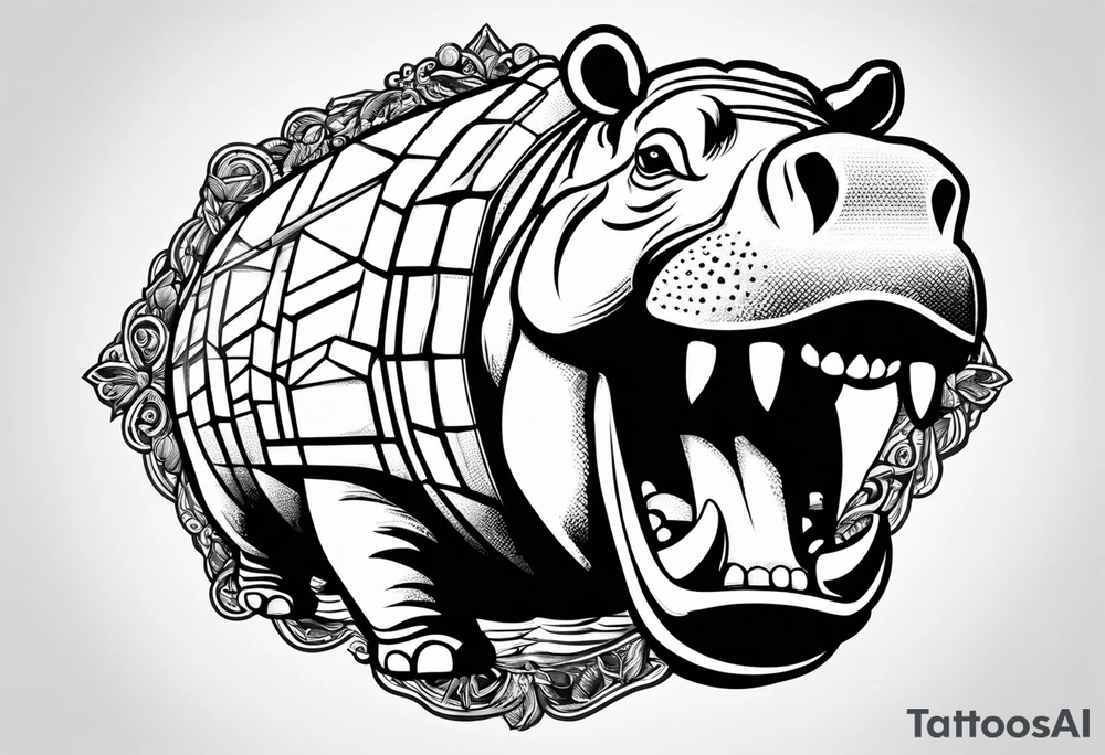 Hippo brick mason tattoo idea