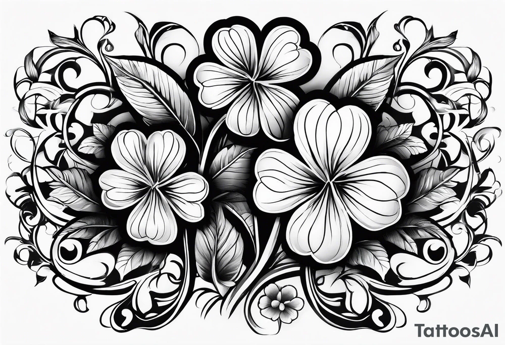 clover with leaf tattoo idea