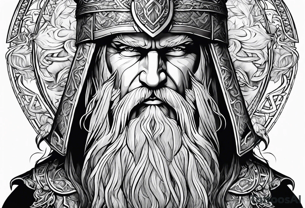 nordic god odin no helmet tattoo idea