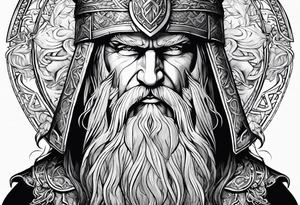 nordic god odin no helmet tattoo idea