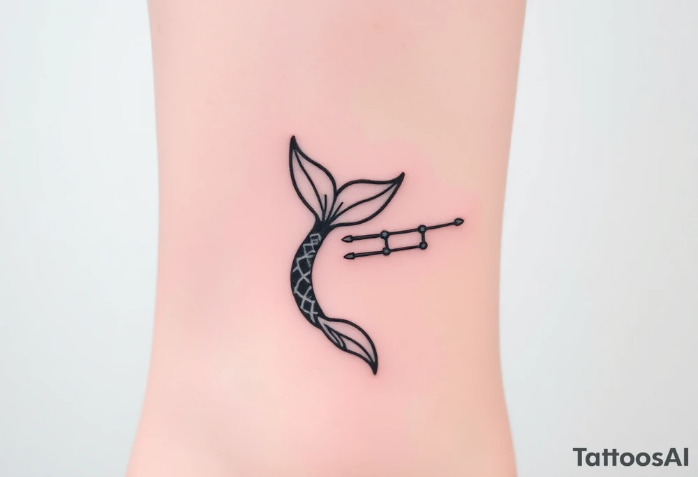 Simple Mermaid tail with elbow crutches tattoo idea