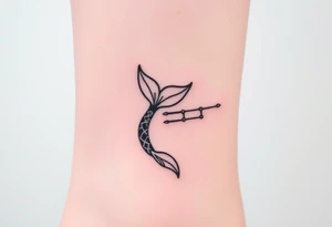 Simple Mermaid tail with elbow crutches tattoo idea