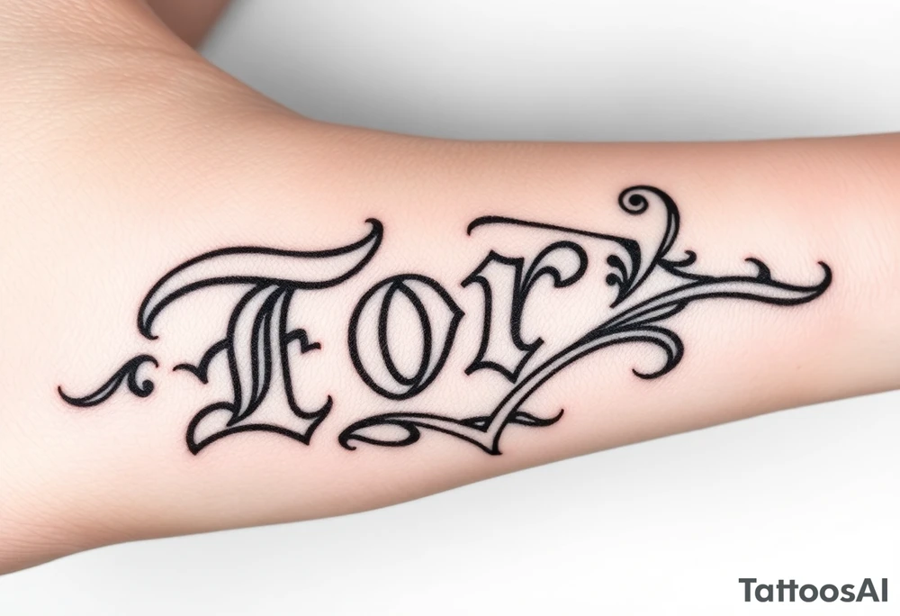 Name Tori old English with tribal tattoo idea