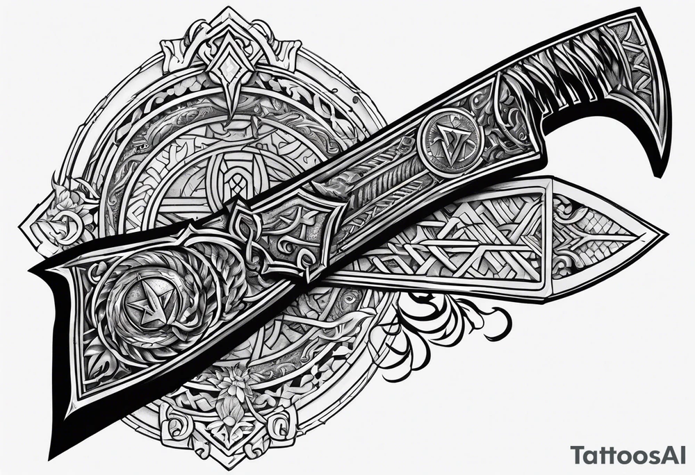 Valhalla valknut sword axe Dragon tattoo idea