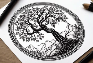 small minimalistic delicate with tree motif tattoo idea
