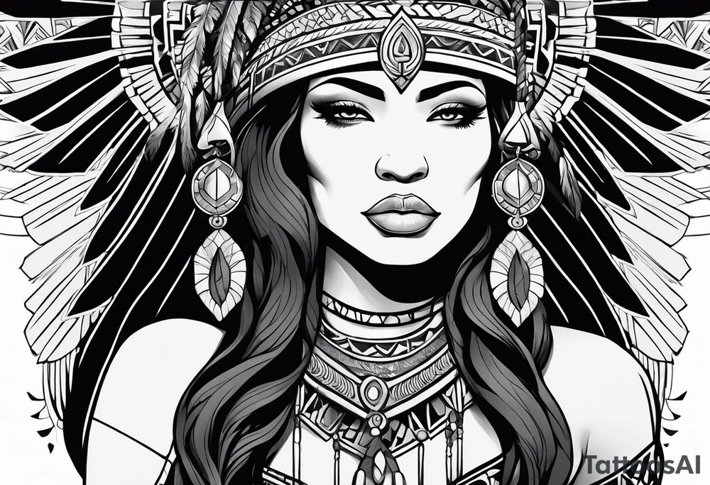 kali, valkrye, goddess, native american, looking right, wing tattoo idea kali, valkrye, goddess, native american, looking right, wing tattoo idea
