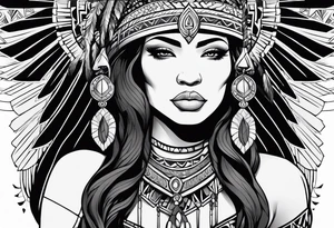 kali, valkrye, goddess, native american, looking right, wing tattoo idea