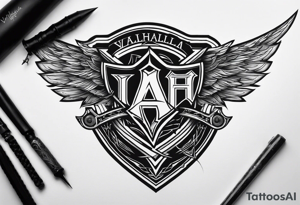 Valhalla sword shield lightning tattoo idea