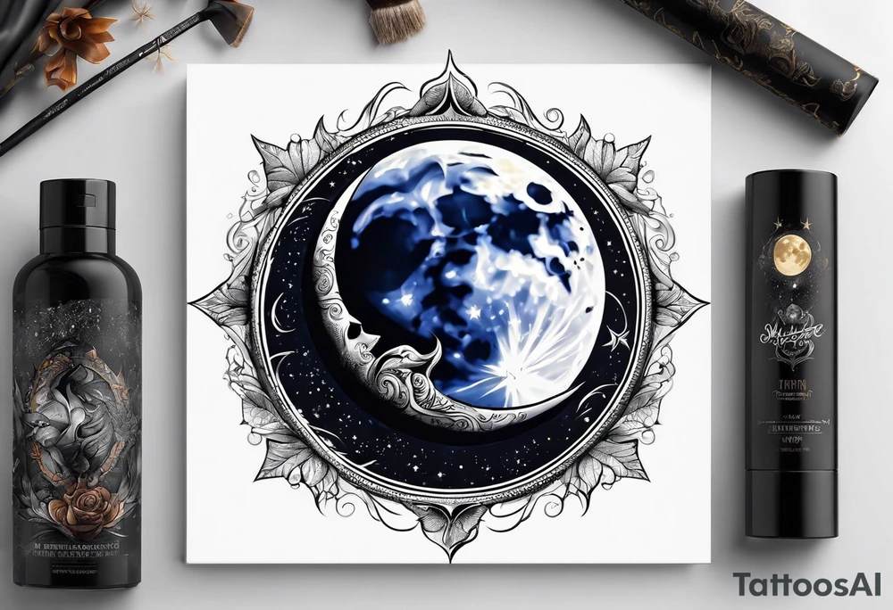 Smoke wrapping around the moon tattoo idea